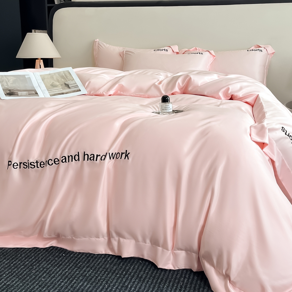 91家纺网 家纺一手货源 找家纺 经年 2026春夏新款天丝刺绣四件套-有理想 有理想-粉玉