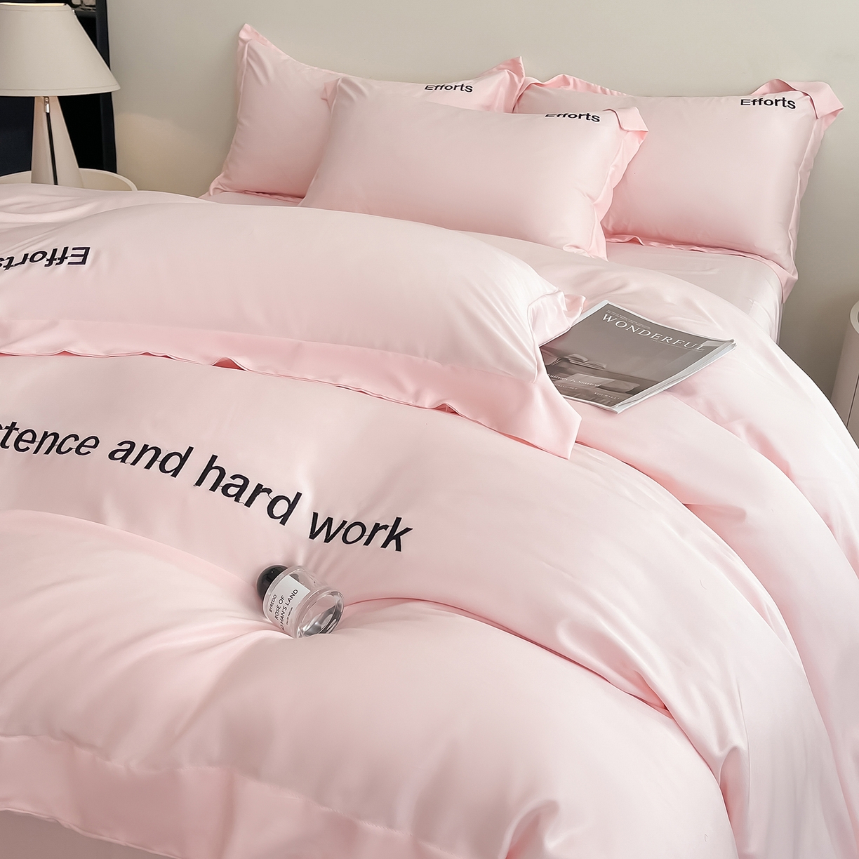 经年 2026春夏新款天丝刺绣四件套-有理想 有理想-粉玉