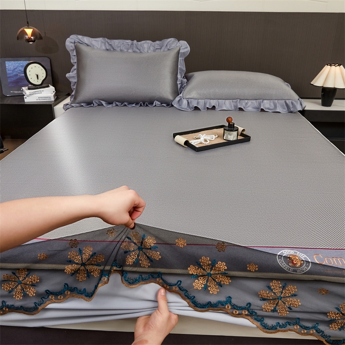 91家纺网 家纺一手货源 找家纺 （总）情恒家纺 2026新款冰藤席床笠款席子凉席三件套-皇家