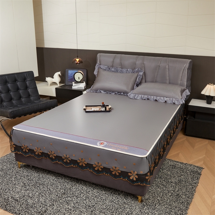 91家纺网 家纺一手货源 找家纺 情恒家纺 2026新款冰藤席床笠款席子凉席三件套-皇家 皇家-高级灰