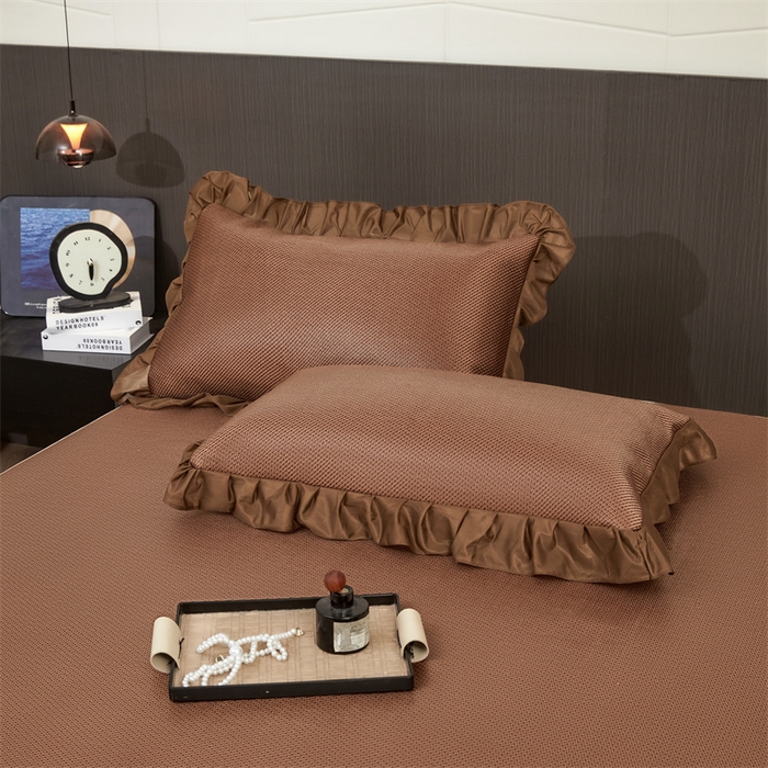 91家纺网 家纺一手货源 找家纺 情恒家纺 2026新款冰藤席床笠款席子凉席三件套-皇家 皇家-咖啡棕