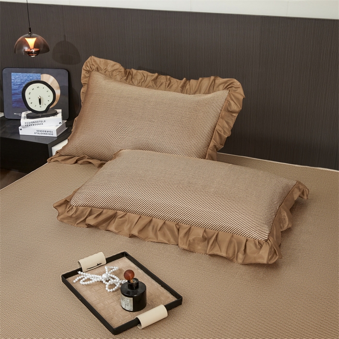 91家纺网 家纺一手货源 找家纺 情恒家纺 2026新款冰藤席床笠款席子凉席三件套-皇家 皇家-香槟金