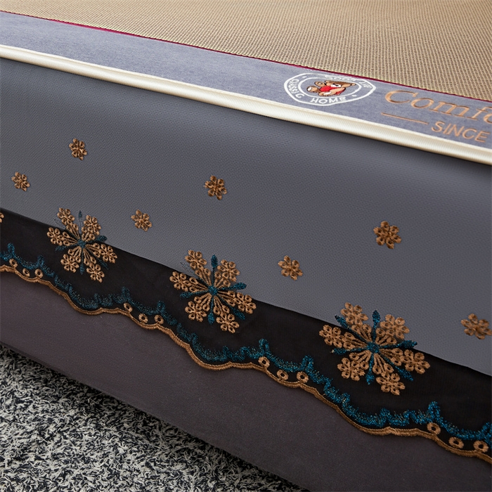 91家纺网 家纺一手货源 找家纺 情恒家纺 2026新款冰藤席床笠款席子凉席三件套-皇家 皇家-香槟金