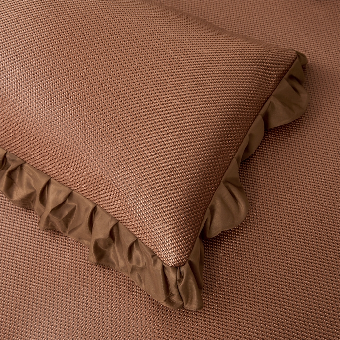 91家纺网 家纺一手货源 找家纺 情恒家纺 2026新款冰藤席床笠款席子凉席三件套-皇家 皇家-咖啡棕