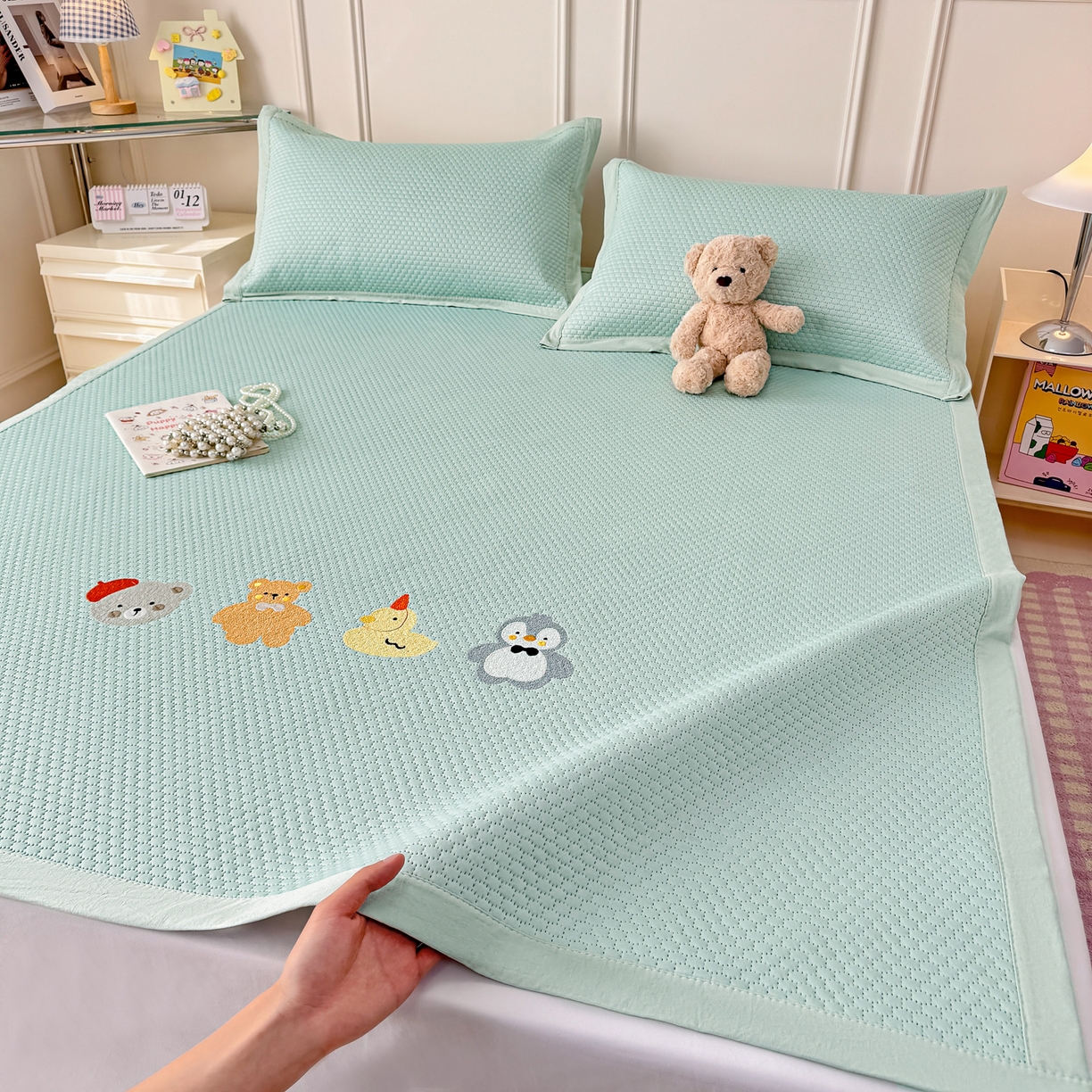 91家纺网 家纺一手货源 找家纺 （总）寐居家纺 2026新款冰豆豆印加绣凉席席子