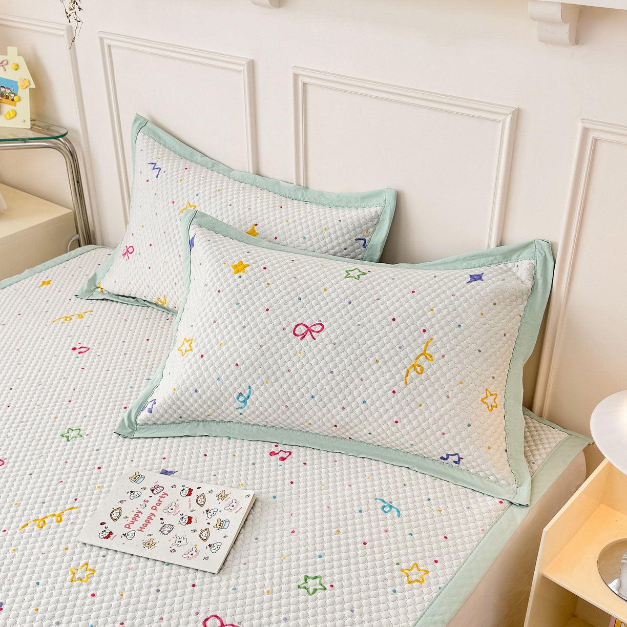 91家纺网 家纺一手货源 找家纺 寐居家纺 2026新款冰豆豆印加绣凉席席子 彩色聚会