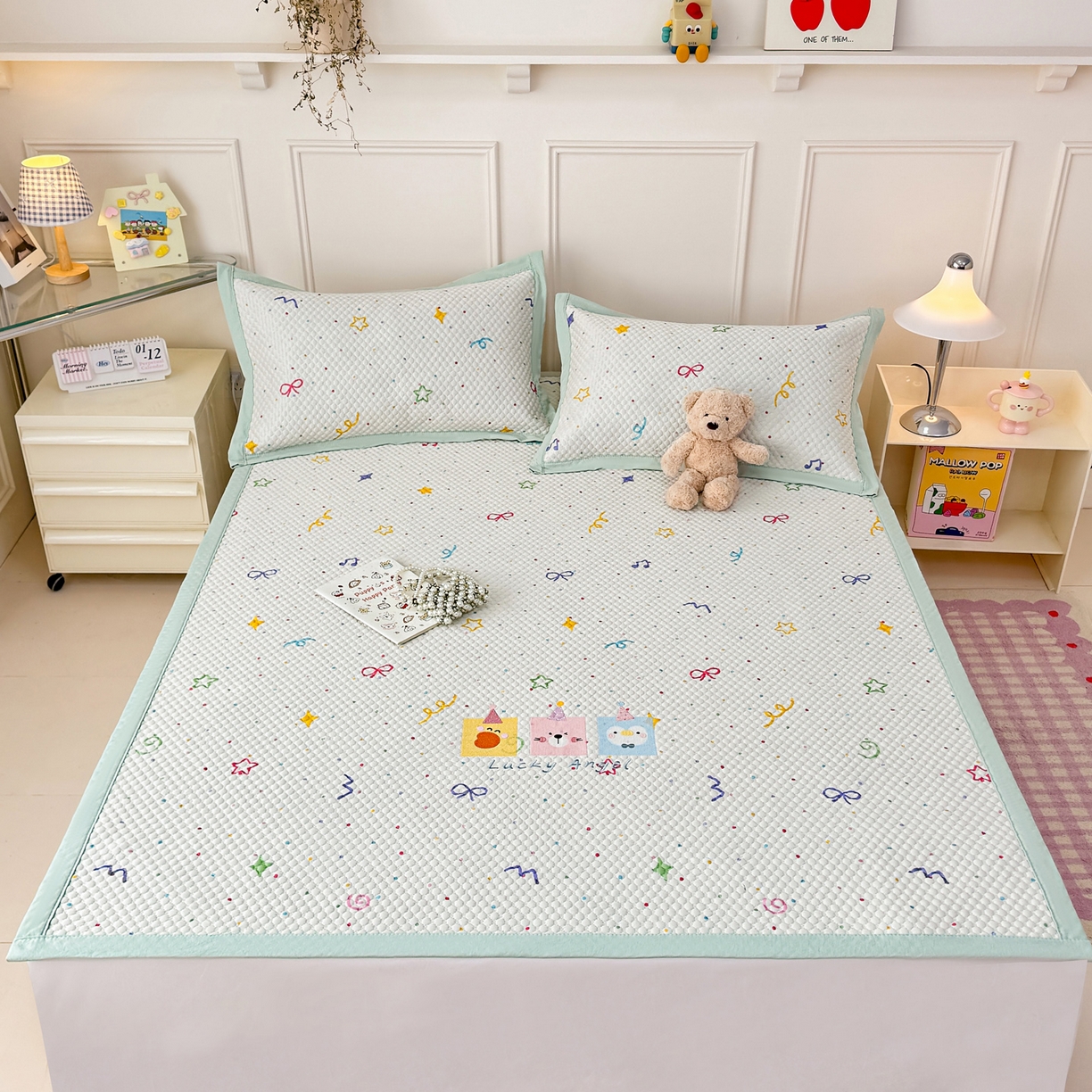 91家纺网 家纺一手货源 找家纺 寐居家纺 2026新款冰豆豆印加绣凉席席子 彩色聚会