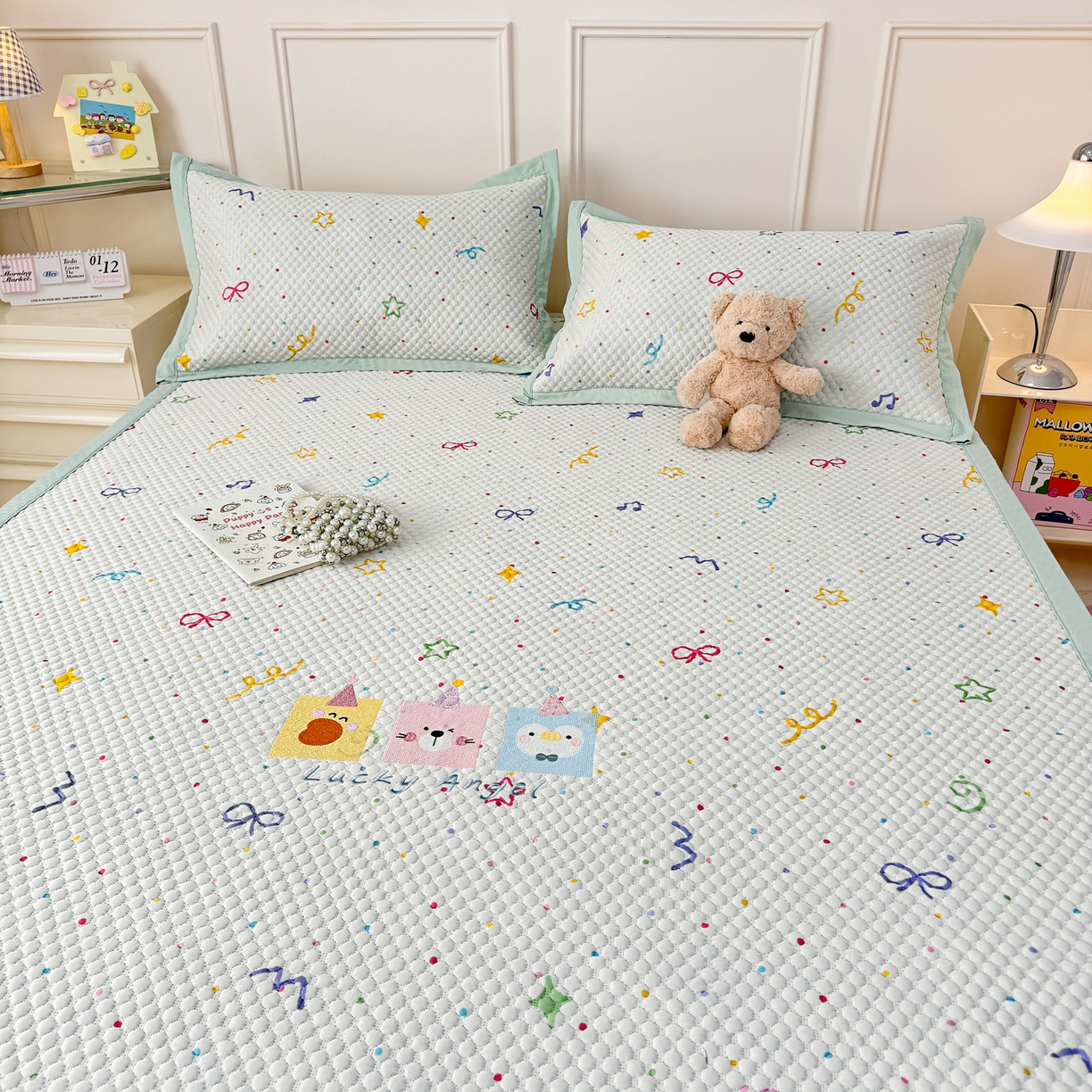 91家纺网 家纺一手货源 找家纺 寐居家纺 2026新款冰豆豆印加绣凉席席子 彩色聚会