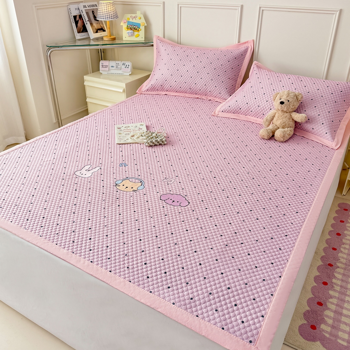 91家纺网 家纺一手货源 找家纺 寐居家纺 2026新款冰豆豆印加绣凉席席子 动感聚会