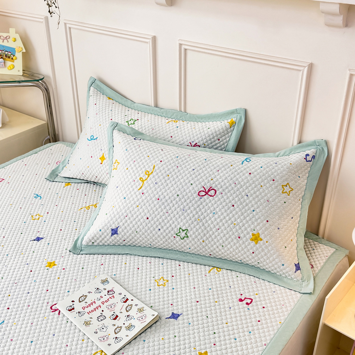 91家纺网 家纺一手货源 找家纺 寐居家纺 2026新款冰豆豆印加绣凉席席子 动物聚会