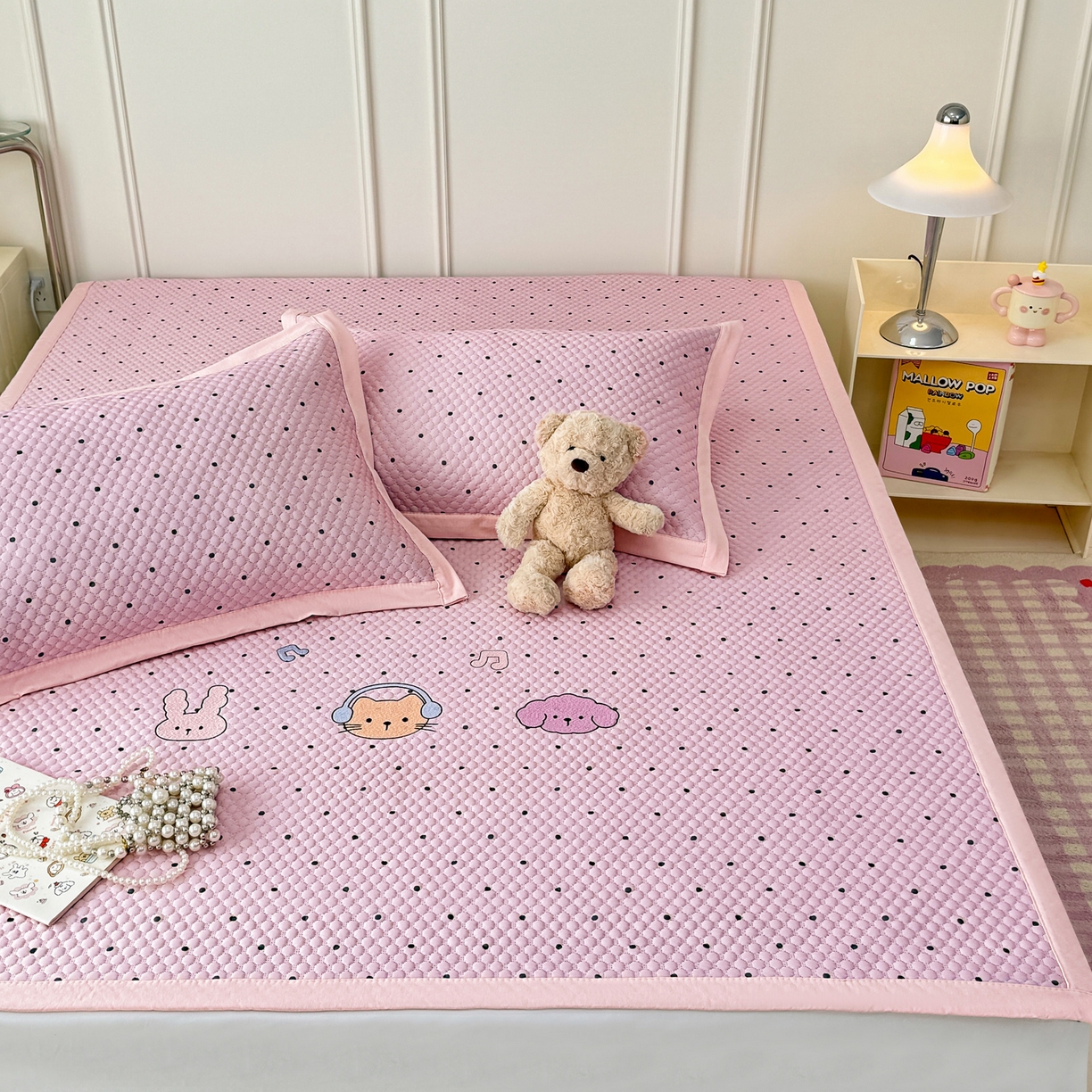 91家纺网 家纺一手货源 找家纺 寐居家纺 2026新款冰豆豆印加绣凉席席子 动感聚会