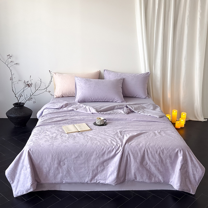 91家纺网 家纺一手货源 找家纺 Mr.pig猪先生水洗棉 2026新款全棉提花夏被-梦想月季（展示价格为控价，实际价格请联系客服） 梦想月季烟紫