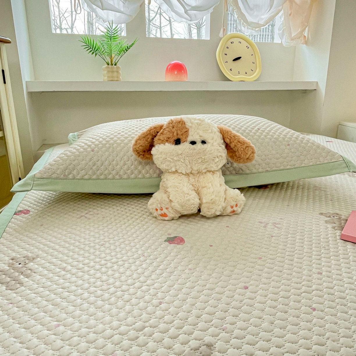 91家纺网 家纺一手货源 找家纺 寐居家纺 2026新款冰豆豆治愈系凉席席子 治愈-草莓熊绿