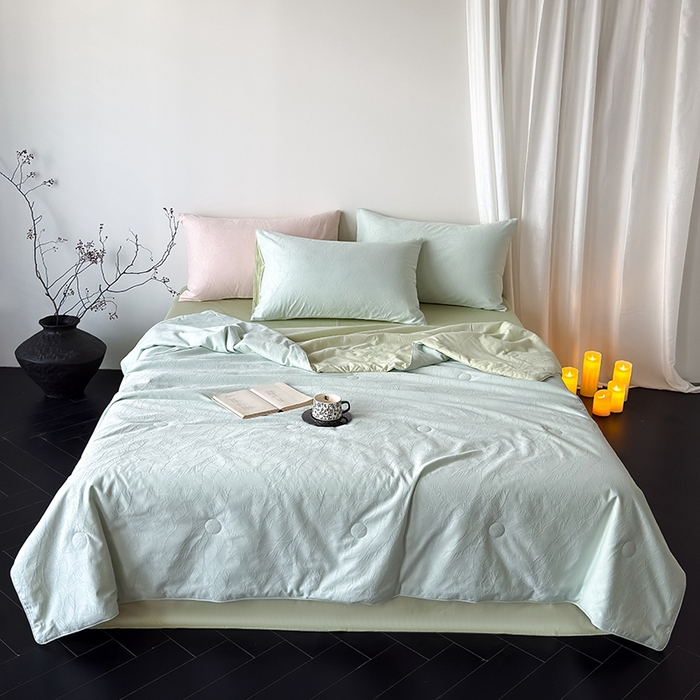 91家纺网 家纺一手货源 找家纺 Mr.pig猪先生水洗棉 2026新款全棉提花夏被-简禾（展示价格为控价，实际价格请联系客服） 简禾清水绿