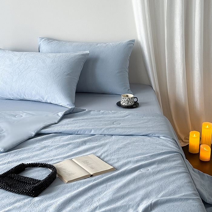 91家纺网 家纺一手货源 找家纺 Mr.pig猪先生水洗棉 2026新款全棉提花夏被-简禾（展示价格为控价，实际价格请联系客服） 简禾电光蓝