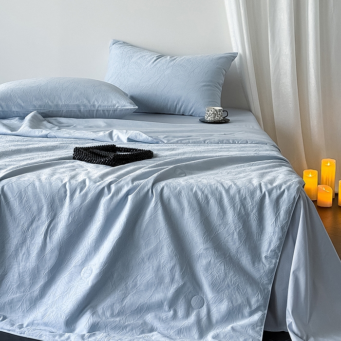 91家纺网 家纺一手货源 找家纺 Mr.pig猪先生水洗棉 2026新款全棉提花夏被-简禾（展示价格为控价，实际价格请联系客服） 简禾电光蓝