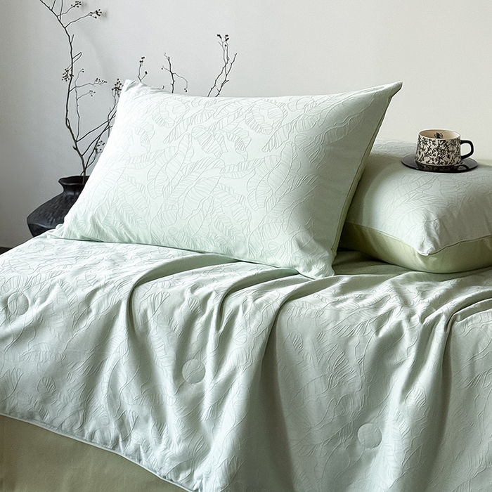 91家纺网 家纺一手货源 找家纺 Mr.pig猪先生水洗棉 2026新款全棉提花夏被-简禾（展示价格为控价，实际价格请联系客服） 简禾清水绿