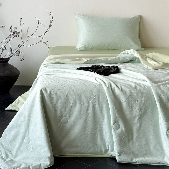 91家纺网 家纺一手货源 找家纺 Mr.pig猪先生水洗棉 2026新款全棉提花夏被-简禾（展示价格为控价，实际价格请联系客服） 简禾清水绿