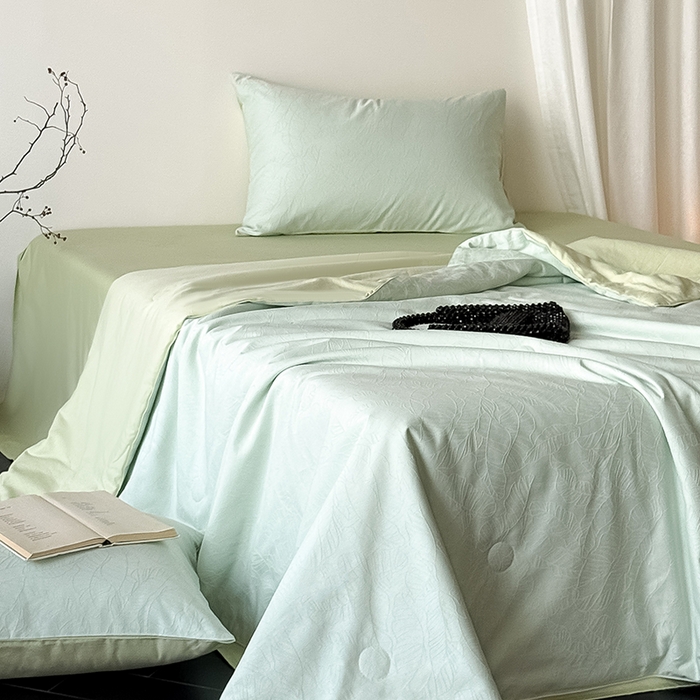 91家纺网 家纺一手货源 找家纺 Mr.pig猪先生水洗棉 2026新款全棉提花夏被-简禾（展示价格为控价，实际价格请联系客服） 简禾清水绿