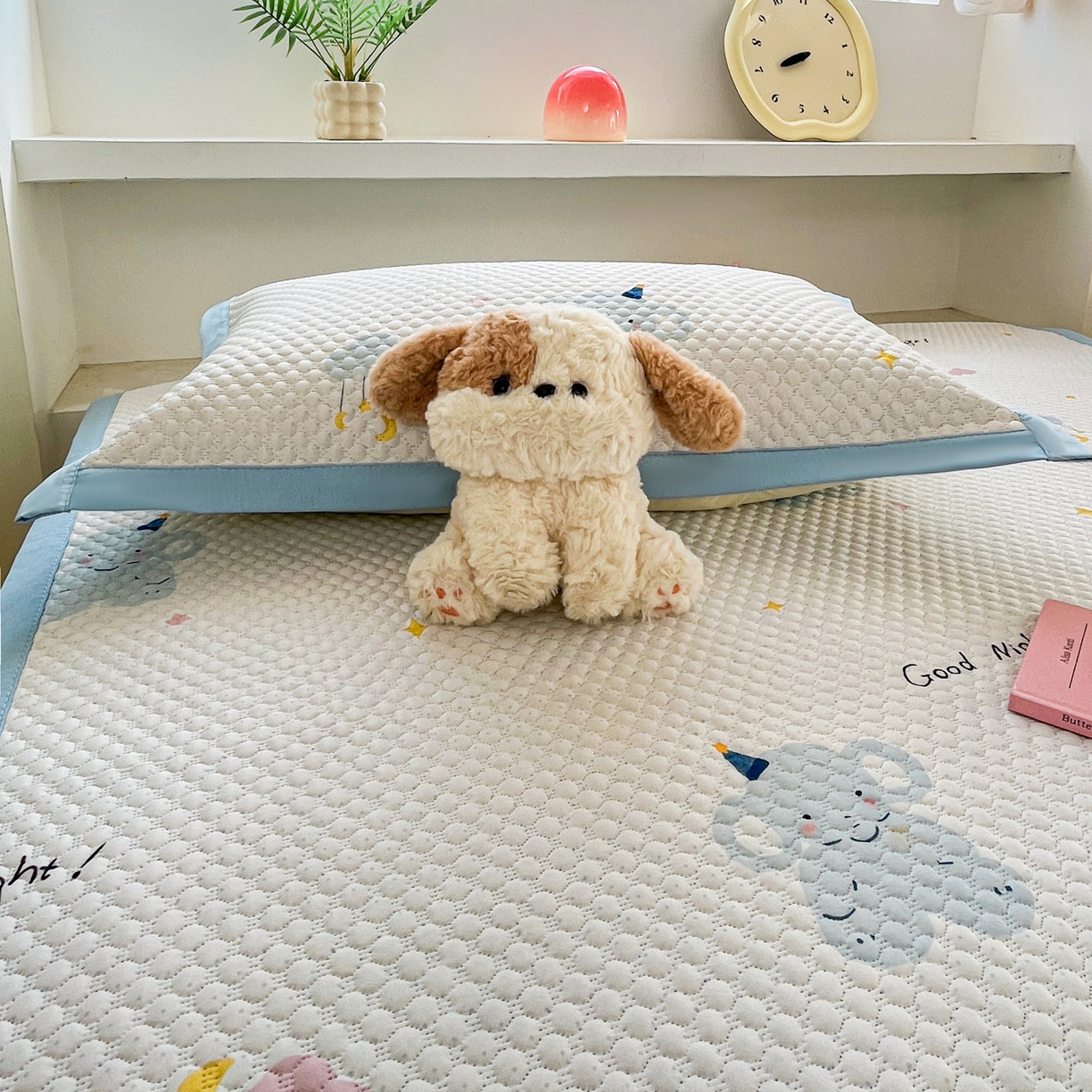 91家纺网 家纺一手货源 找家纺 寐居家纺 2026新款冰豆豆治愈系凉席席子 治愈-云朵象蓝