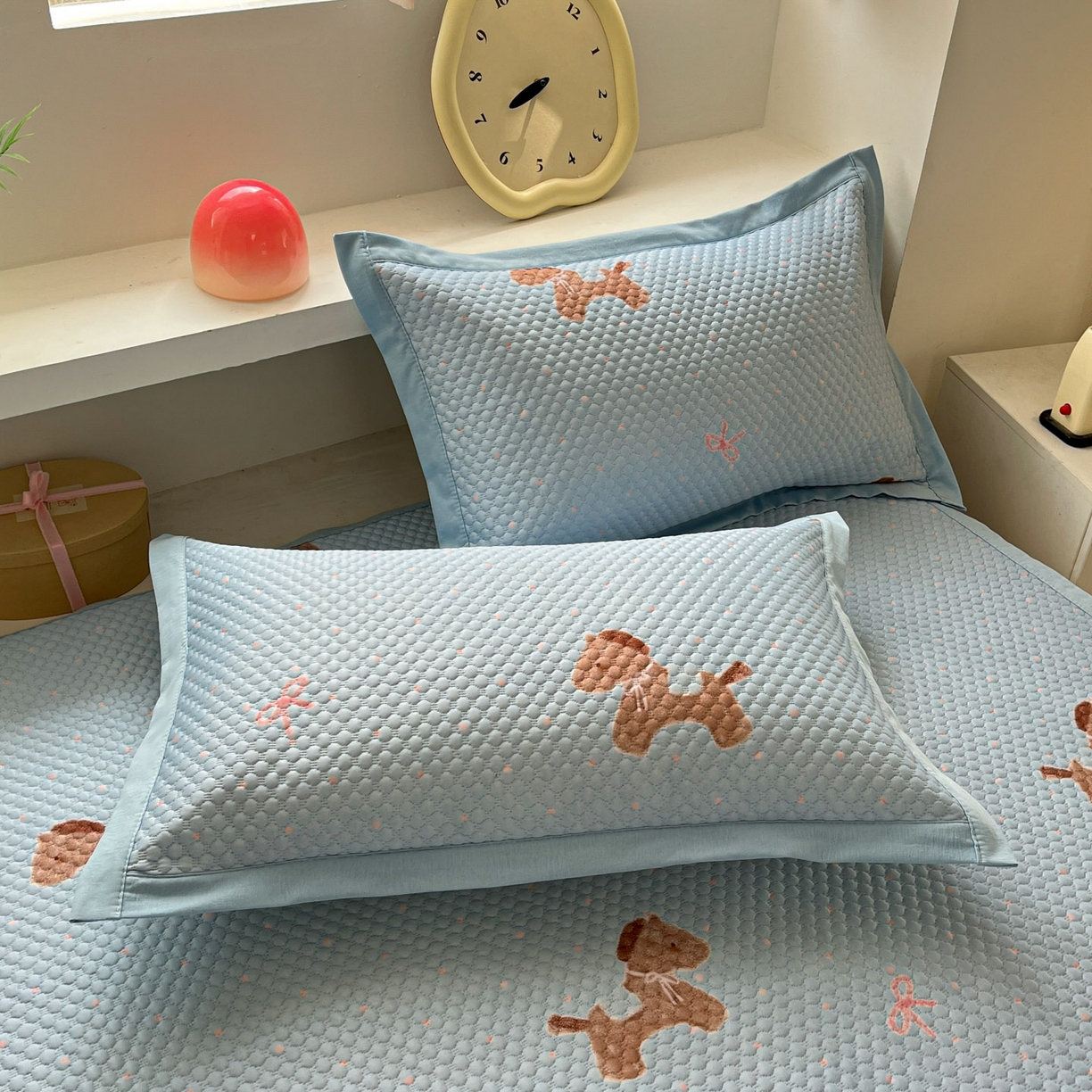 91家纺网 家纺一手货源 找家纺 寐居家纺 2026新款冰豆豆治愈系凉席席子 治愈-木马蓝