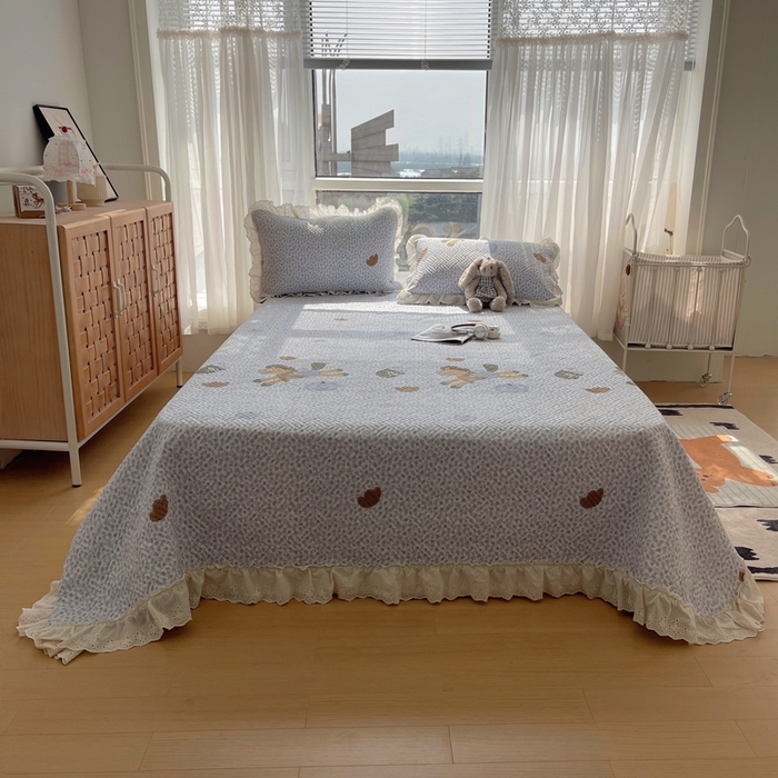 91家纺网 家纺一手货源 找家纺 （总）悦织湾家纺 2026新款印花泡芙棉花边床盖三件套春秋夏秋床罩款三件套轻奢时尚