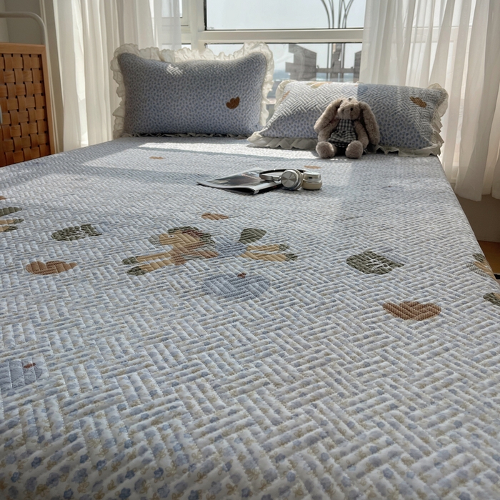 91家纺网 家纺一手货源 找家纺 （总）悦织湾家纺 2026新款印花泡芙棉花边床盖三件套春秋夏秋床罩款三件套轻奢时尚