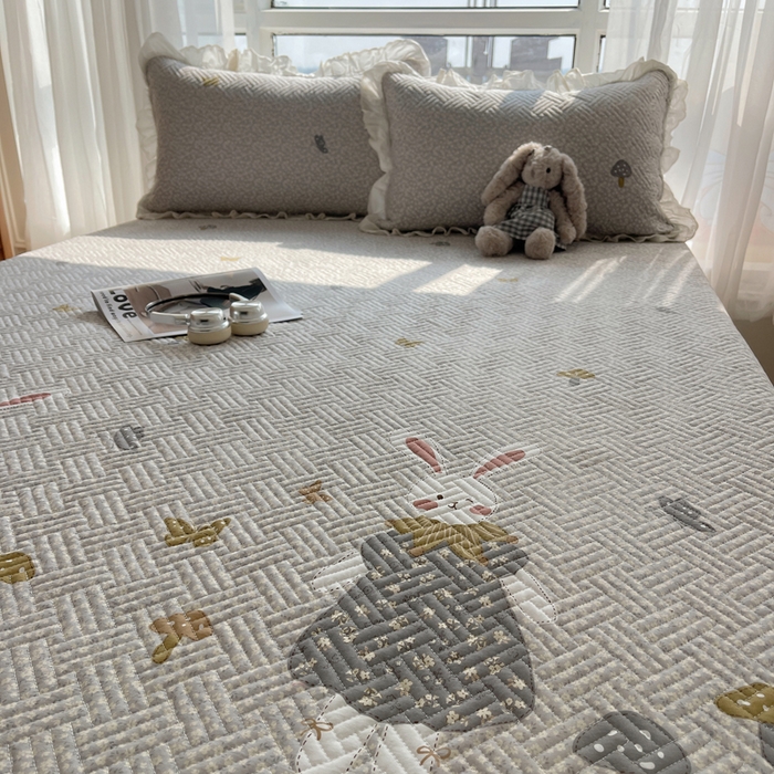 91家纺网 家纺一手货源 找家纺 悦织湾家纺 2026新款印花泡芙棉花边床盖三件套春秋夏秋床罩款三件套轻奢时尚 花边-花样年华