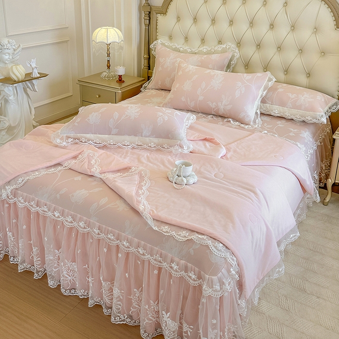 91家纺网 家纺一手货源 找家纺 （总）网红馆（ck家纺） 2025新款提花蕾丝花边床裙四件套