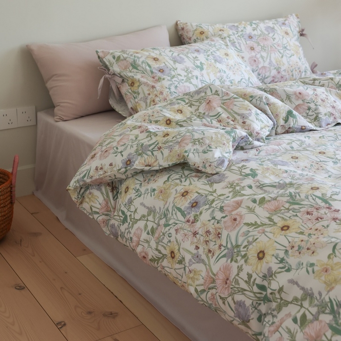 棉眠 2026新款全棉纯棉蝴蝶结系带款四件套 芳菲集（蝴蝶结系带款）