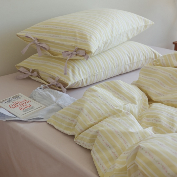 91家纺网 家纺一手货源 找家纺 棉眠 2026新款全棉纯棉蝴蝶结系带款四件套 橘子汽水（蝴蝶结系带款）