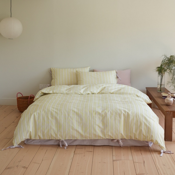 91家纺网 家纺一手货源 找家纺 棉眠 2026新款全棉纯棉蝴蝶结系带款四件套 橘子汽水（蝴蝶结系带款）