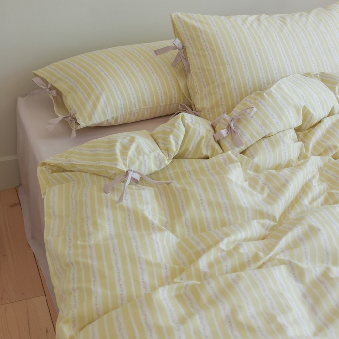 91家纺网 家纺一手货源 找家纺 棉眠 2026新款全棉纯棉蝴蝶结系带款四件套 橘子汽水（蝴蝶结系带款）