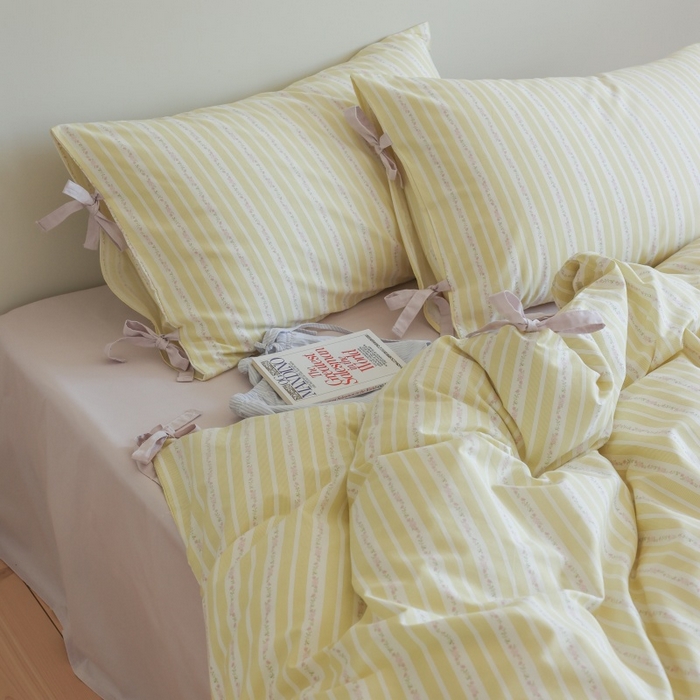 91家纺网 家纺一手货源 找家纺 棉眠 2026新款全棉纯棉蝴蝶结系带款四件套 橘子汽水（蝴蝶结系带款）