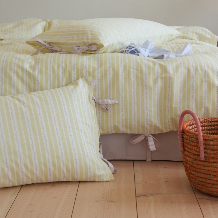 91家纺网 家纺一手货源 找家纺 棉眠 2026新款全棉纯棉蝴蝶结系带款四件套 橘子汽水（蝴蝶结系带款）