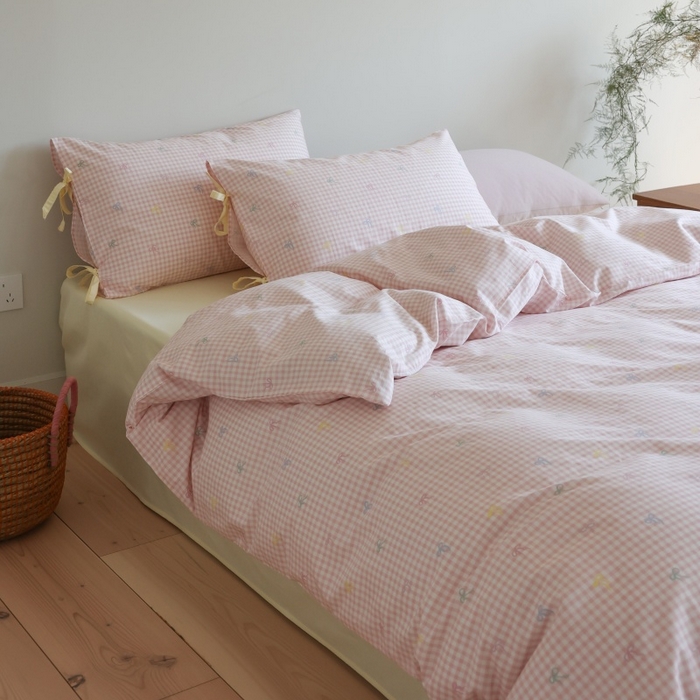 棉眠 2026新款全棉纯棉蝴蝶结系带款四件套 海盐点点（蝴蝶结系带款）