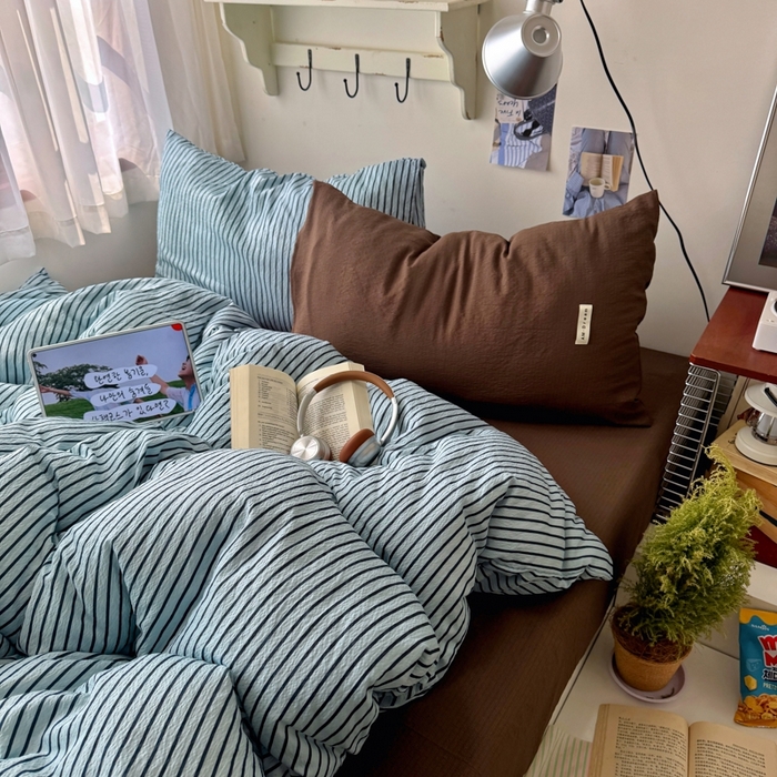 91家纺网 家纺一手货源 找家纺 （总）阿曼达 2026春夏新款简约美式条纹混搭四件套