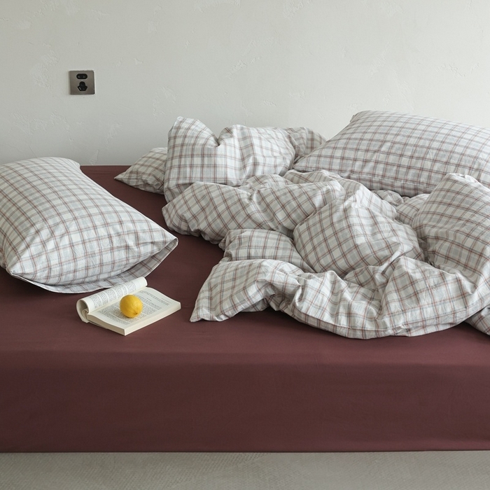 91家纺网 家纺一手货源 找家纺 （总）棉眠 2026新款全棉纯棉水洗棉色织格子四件套-奥斯汀系列