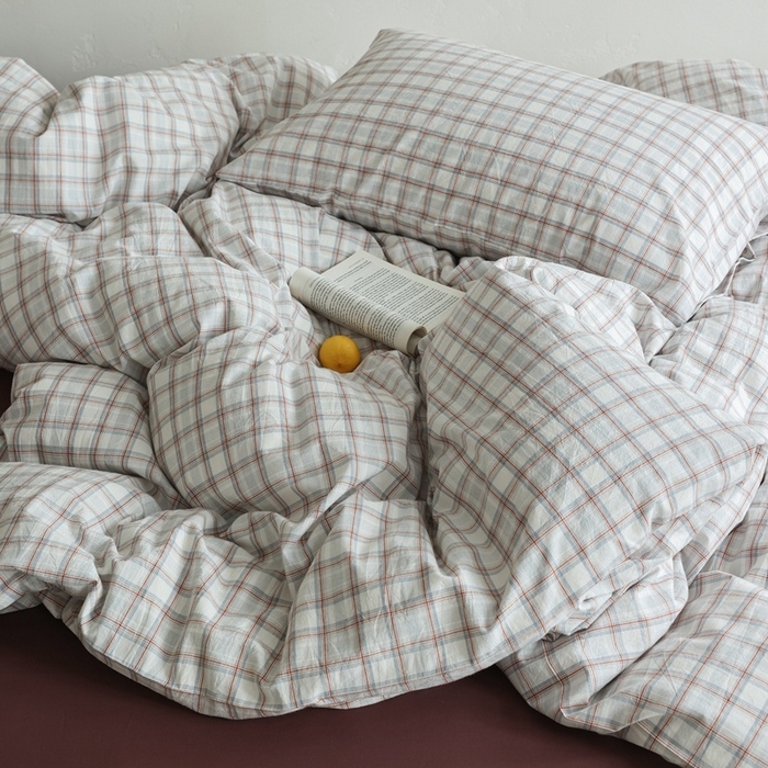 91家纺网 家纺一手货源 找家纺 （总）棉眠 2026新款全棉纯棉水洗棉色织格子四件套-奥斯汀系列