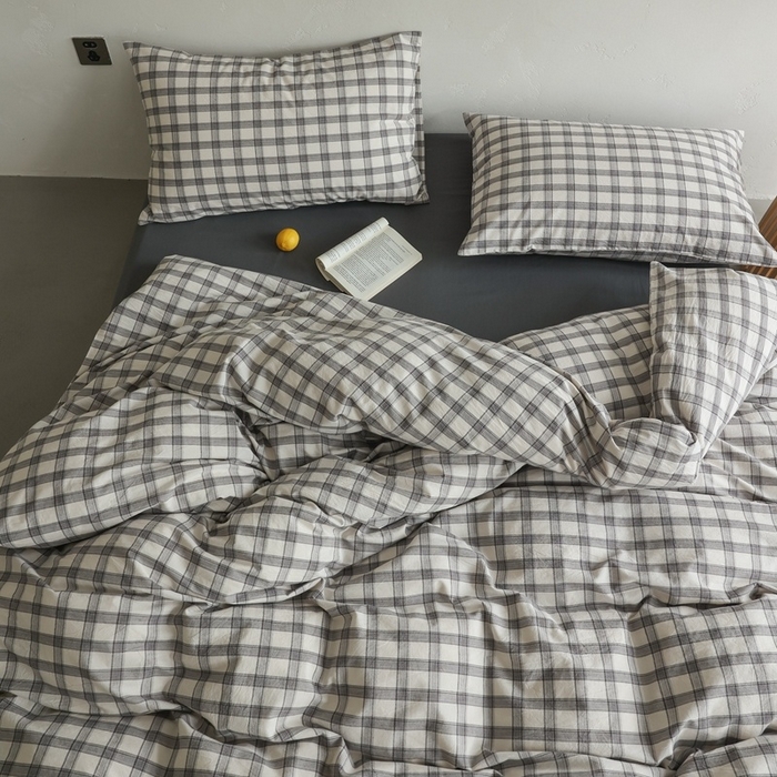 91家纺网 家纺一手货源 找家纺 （总）棉眠 2026新款全棉纯棉水洗棉色织格子四件套-奥斯汀系列