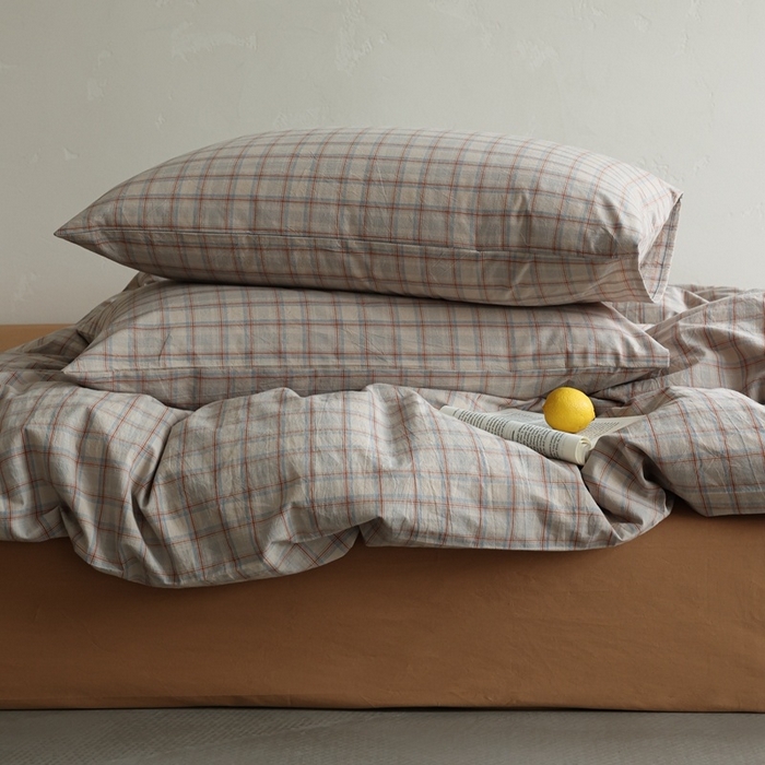 91家纺网 家纺一手货源 找家纺 棉眠 2026新款全棉纯棉水洗棉色织格子四件套-奥斯汀系列 奥斯汀-焦糖咖