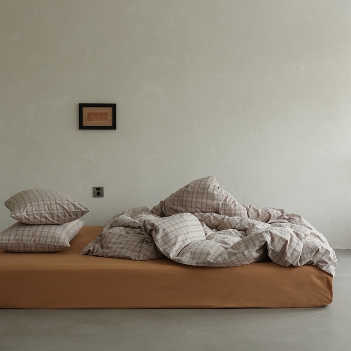 91家纺网 家纺一手货源 找家纺 棉眠 2026新款全棉纯棉水洗棉色织格子四件套-奥斯汀系列 奥斯汀-焦糖咖