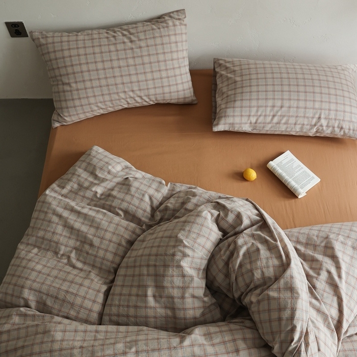 棉眠 2026新款全棉纯棉水洗棉色织格子四件套-奥斯汀系列 奥斯汀-焦糖咖