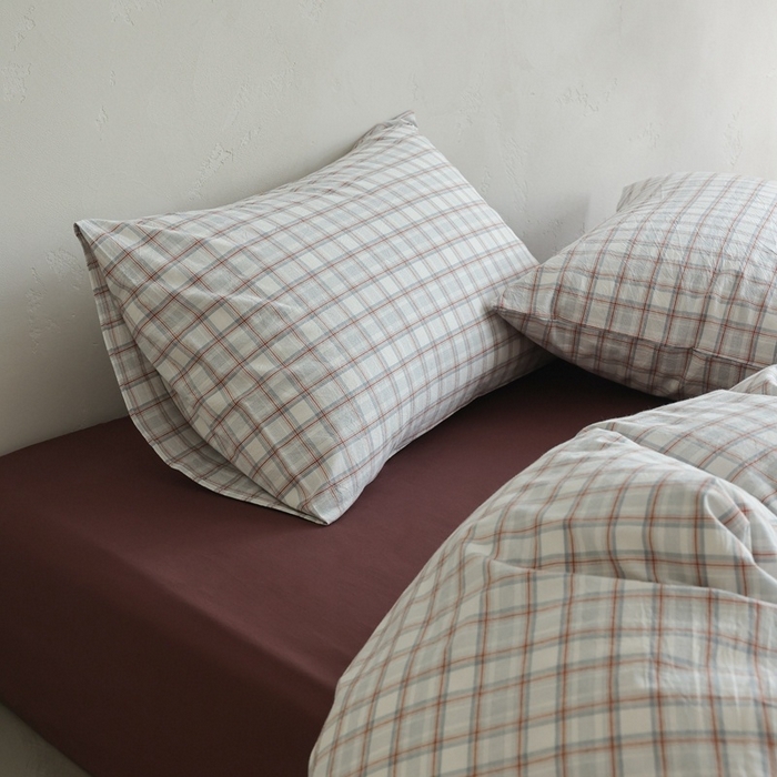 91家纺网 家纺一手货源 找家纺 棉眠 2026新款全棉纯棉水洗棉色织格子四件套-奥斯汀系列 奥斯汀-海盐豆沙