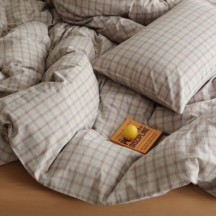 91家纺网 家纺一手货源 找家纺 棉眠 2026新款全棉纯棉水洗棉色织格子四件套-奥斯汀系列 奥斯汀-焦糖咖