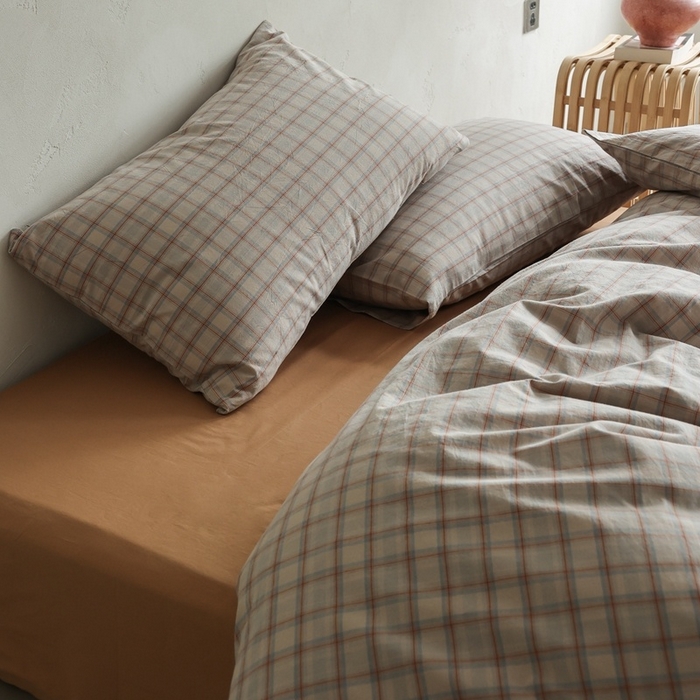 91家纺网 家纺一手货源 找家纺 棉眠 2026新款全棉纯棉水洗棉色织格子四件套-奥斯汀系列 奥斯汀-焦糖咖