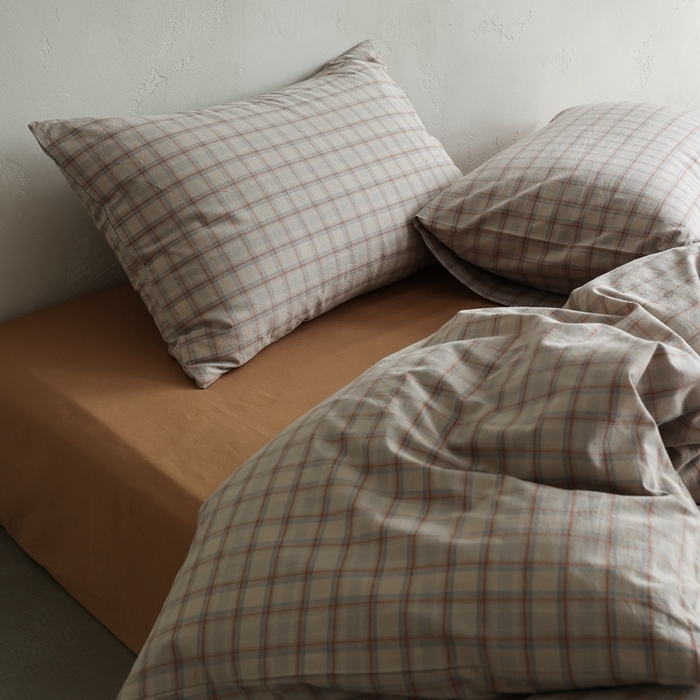 91家纺网 家纺一手货源 找家纺 棉眠 2026新款全棉纯棉水洗棉色织格子四件套-奥斯汀系列 奥斯汀-焦糖咖