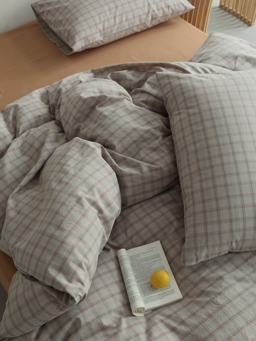 91家纺网 家纺一手货源 找家纺 棉眠 2026新款全棉纯棉水洗棉色织格子四件套-奥斯汀系列 奥斯汀-焦糖咖