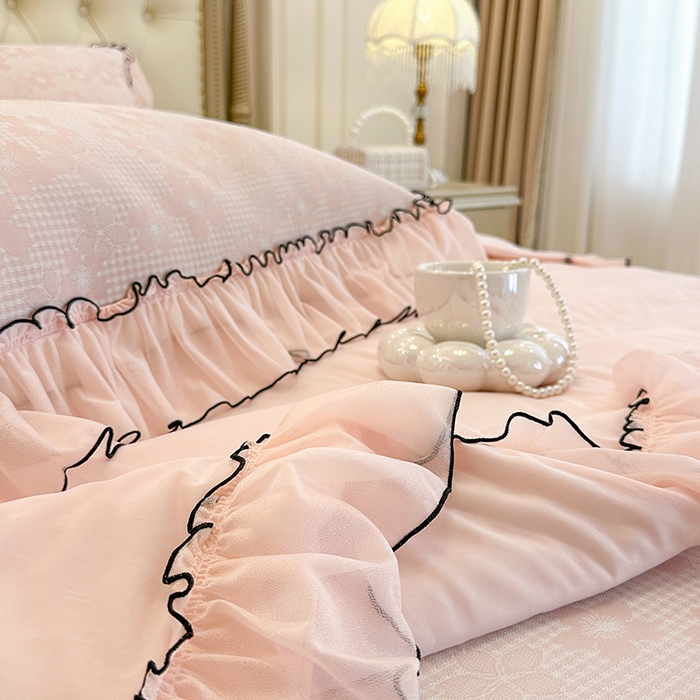 91家纺网 家纺一手货源 找家纺 （总）网红馆（ck家纺） 2026新款冰丝夏被床裙款凉席三件套-恋夏花开