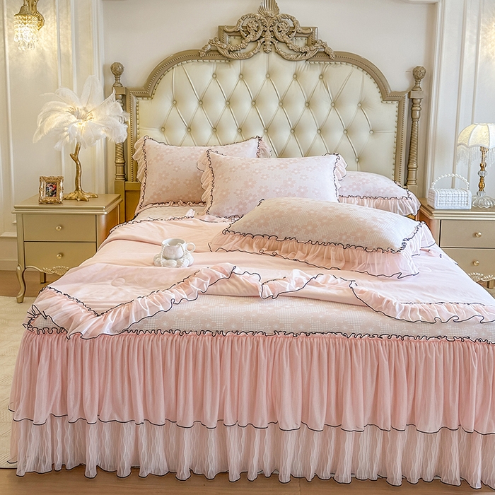 91家纺网 家纺一手货源 找家纺 （总）网红馆（ck家纺） 2026新款冰丝夏被床裙款凉席三件套-恋夏花开